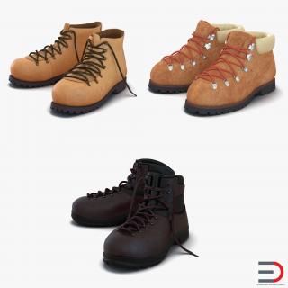 3D Hiking Boots Collection model