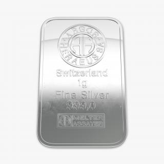 3D Silver Bar 1g model