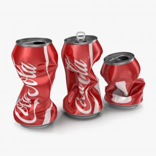 3D Crushed Soda Cans Set Coca Cola