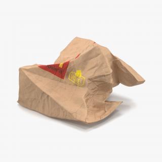 3D model Crumpled Fast Food Paper Bag 2 Mcdonalds