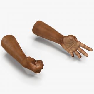 3D model African Man Hands 3 with Fur Rigged