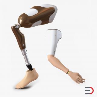 3D model Prosthetic Leg and Arm Rigged Collection