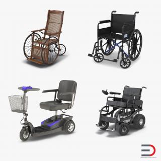 Wheelchairs Rigged Collection 3D model