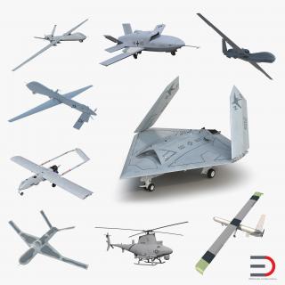 3D UAV Rigged 3 Collection model