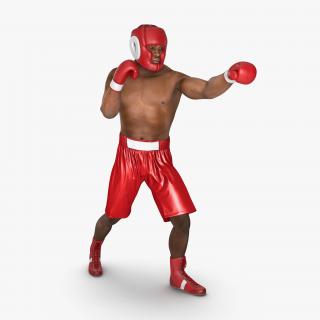 3D African American Boxer Red Suit Pose 3 model