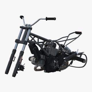 Motorcycle Engine and Frame 3D