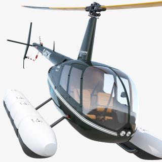 Helicopter Robinson R44 With Floats Rigged 2 3D model