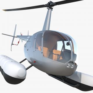 Helicopter Robinson R44 With Floats Rigged 3 3D model