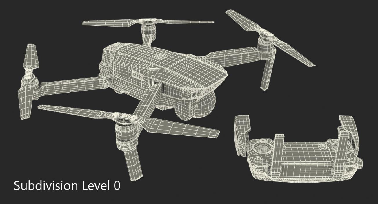 DJI Mavic Pro Quadcopter with Remote Controller Rigged 3D model