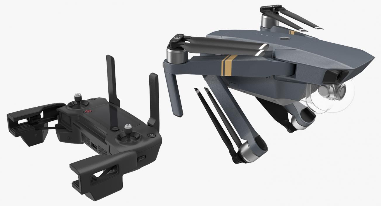 DJI Mavic Pro Quadcopter with Remote Controller Rigged 3D model