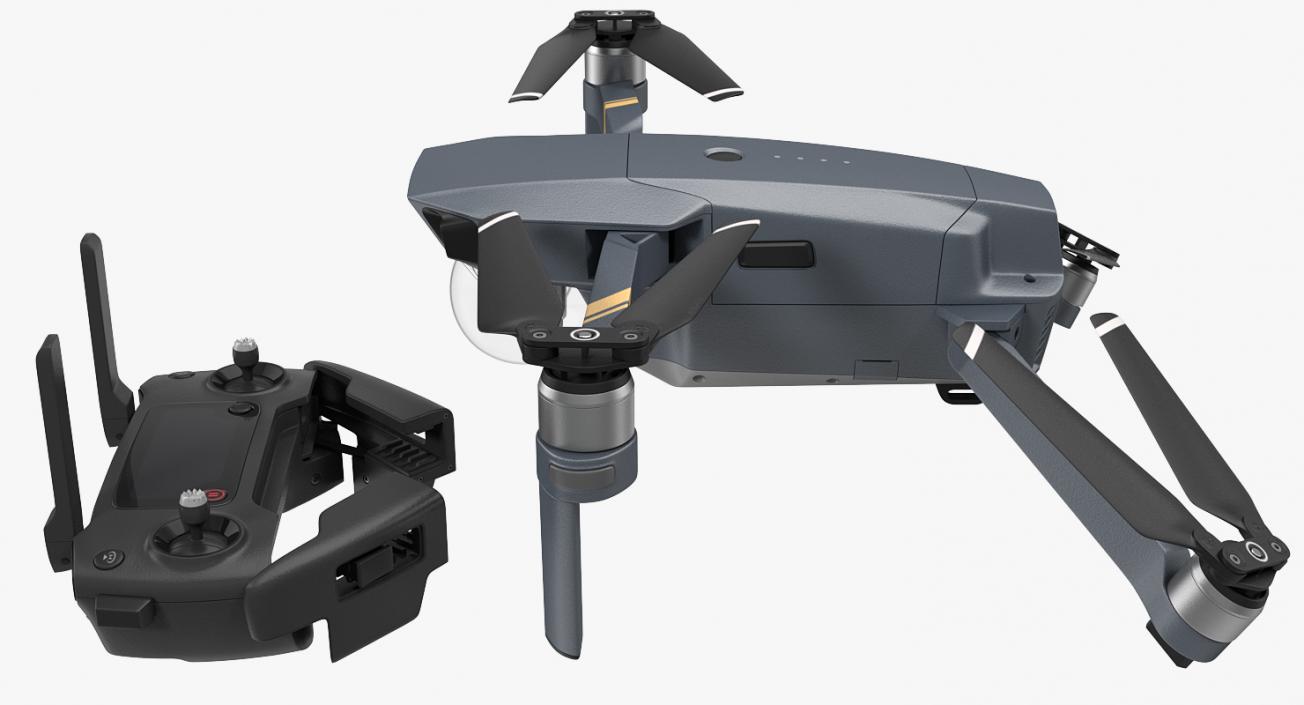 DJI Mavic Pro Quadcopter with Remote Controller Rigged 3D model