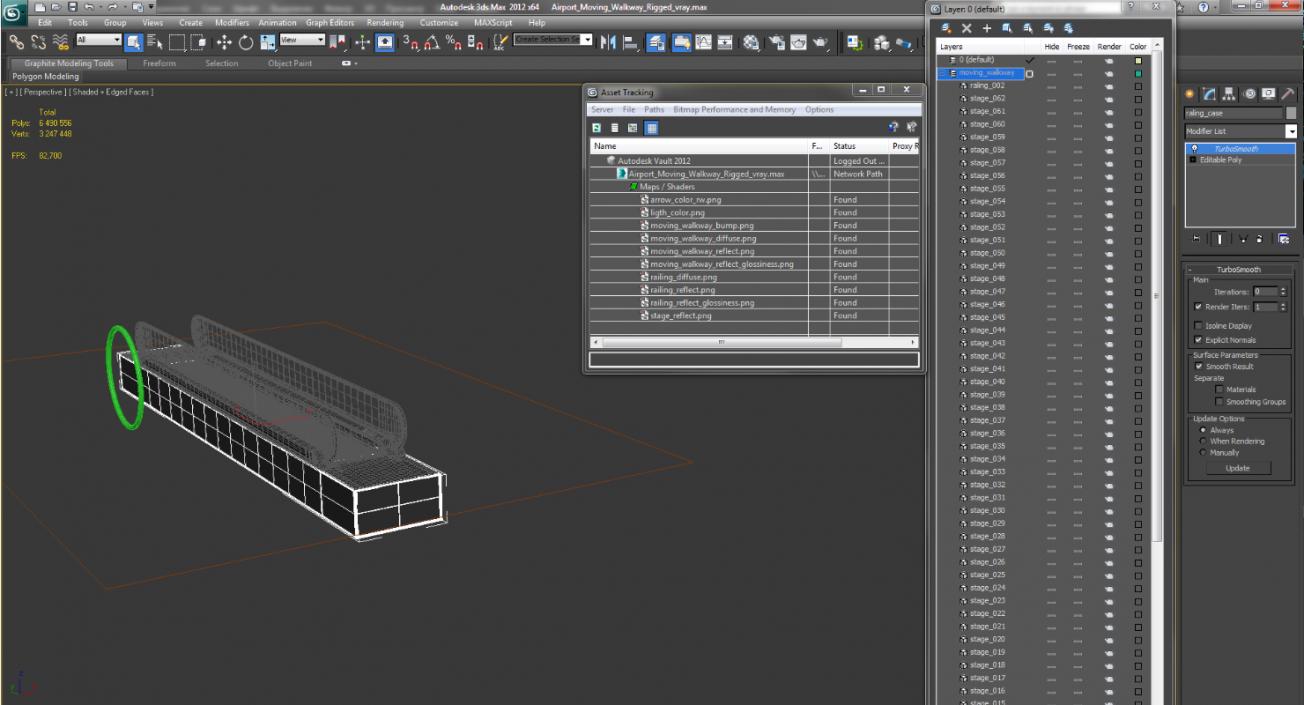 Airport Moving Walkway Rigged 3D model