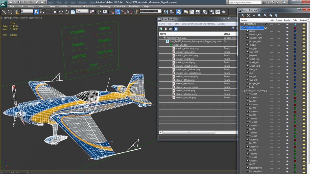 3D Extra EA300 Aerobatic Monoplane Rigged model