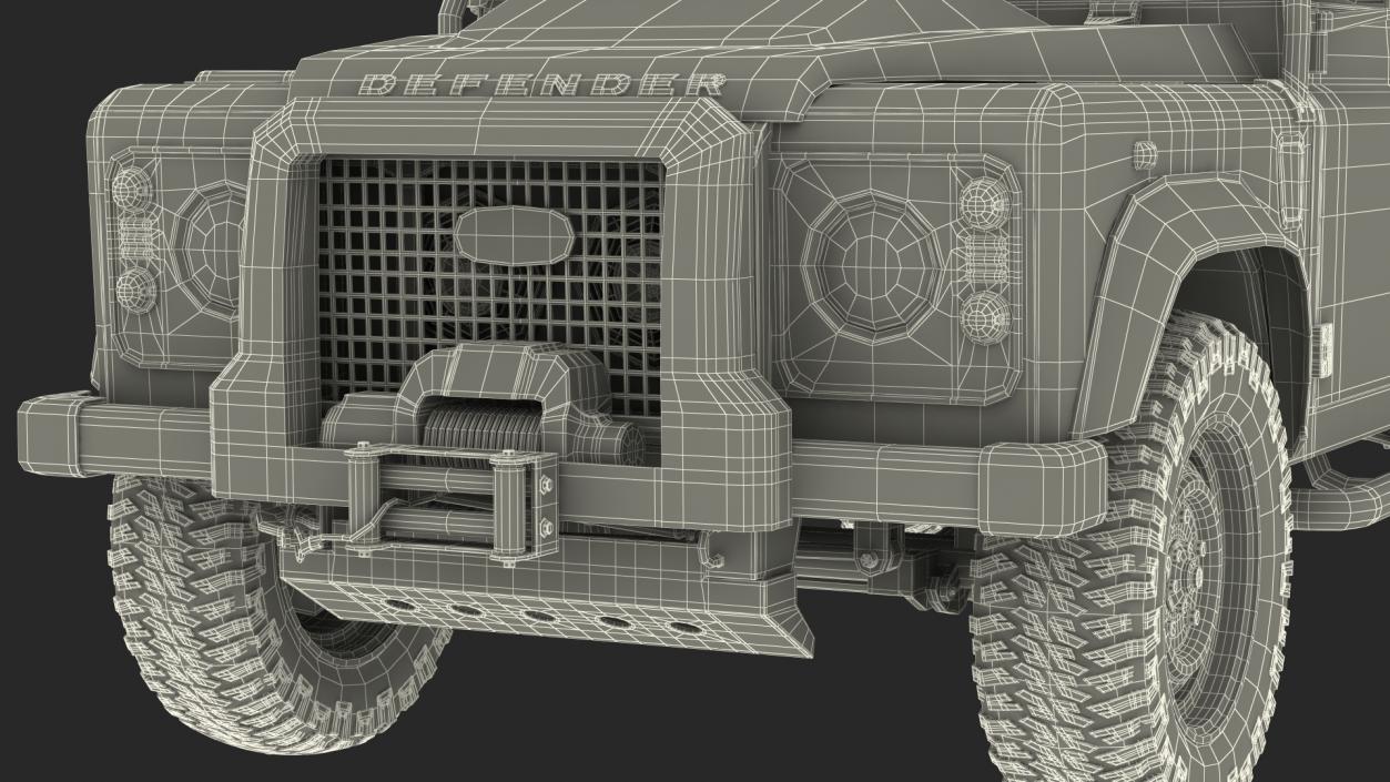 3D Land Rover Defender Works V8 Trophy Dirty Rigged model