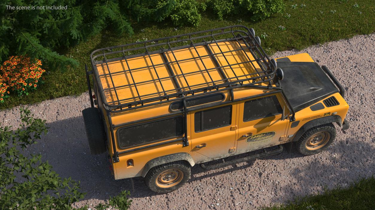 3D Land Rover Defender Works V8 Trophy Dirty Rigged model