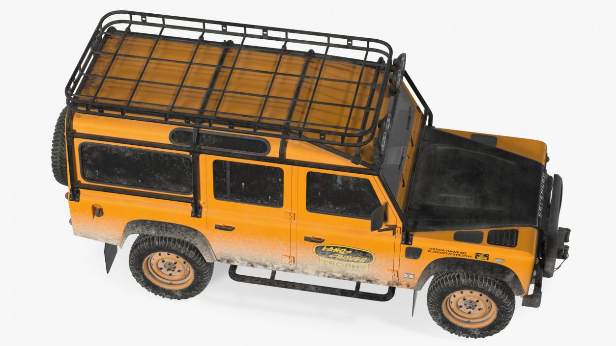 3D Land Rover Defender Works V8 Trophy Dirty Rigged model