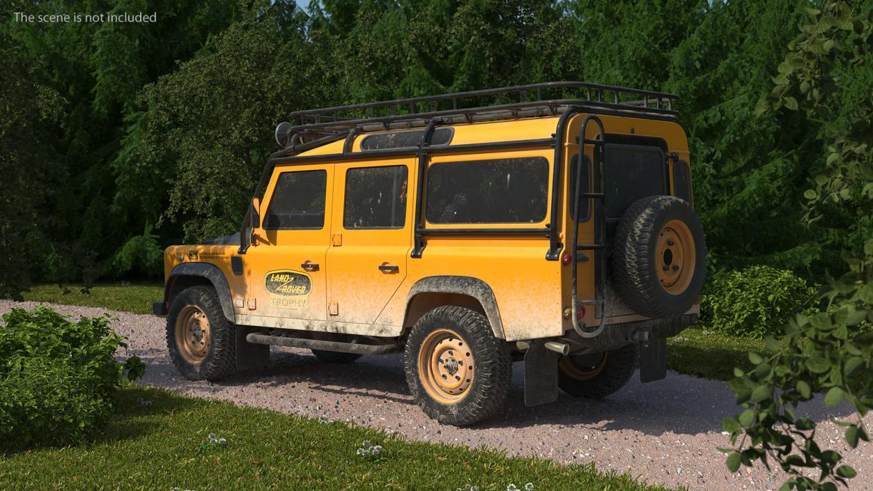 3D Land Rover Defender Works V8 Trophy Dirty Rigged model