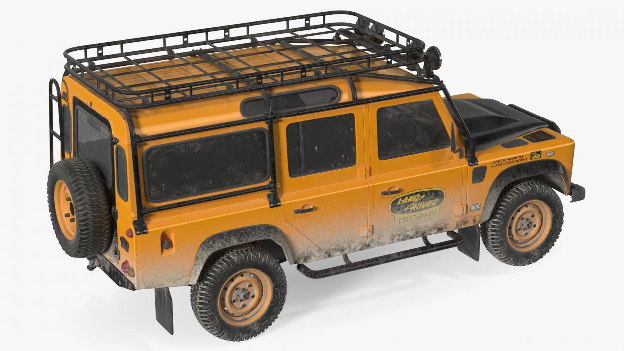 3D Land Rover Defender Works V8 Trophy Dirty Rigged model