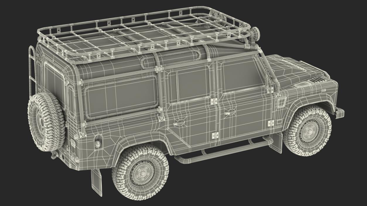 3D Land Rover Defender Works V8 Trophy Dirty Rigged model