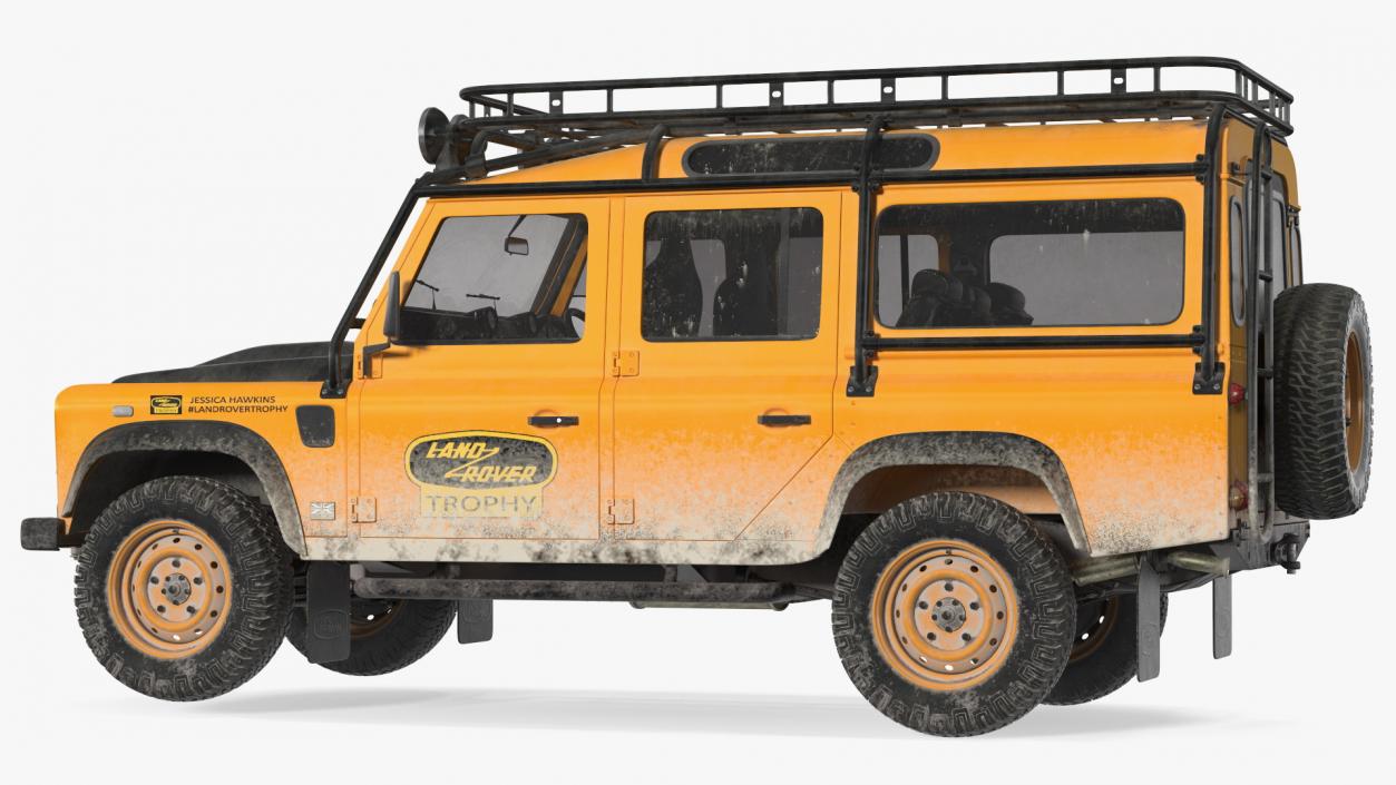 3D Land Rover Defender Works V8 Trophy Dirty Rigged model