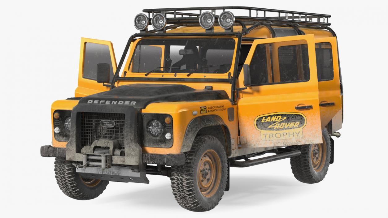 3D Land Rover Defender Works V8 Trophy Dirty Rigged model