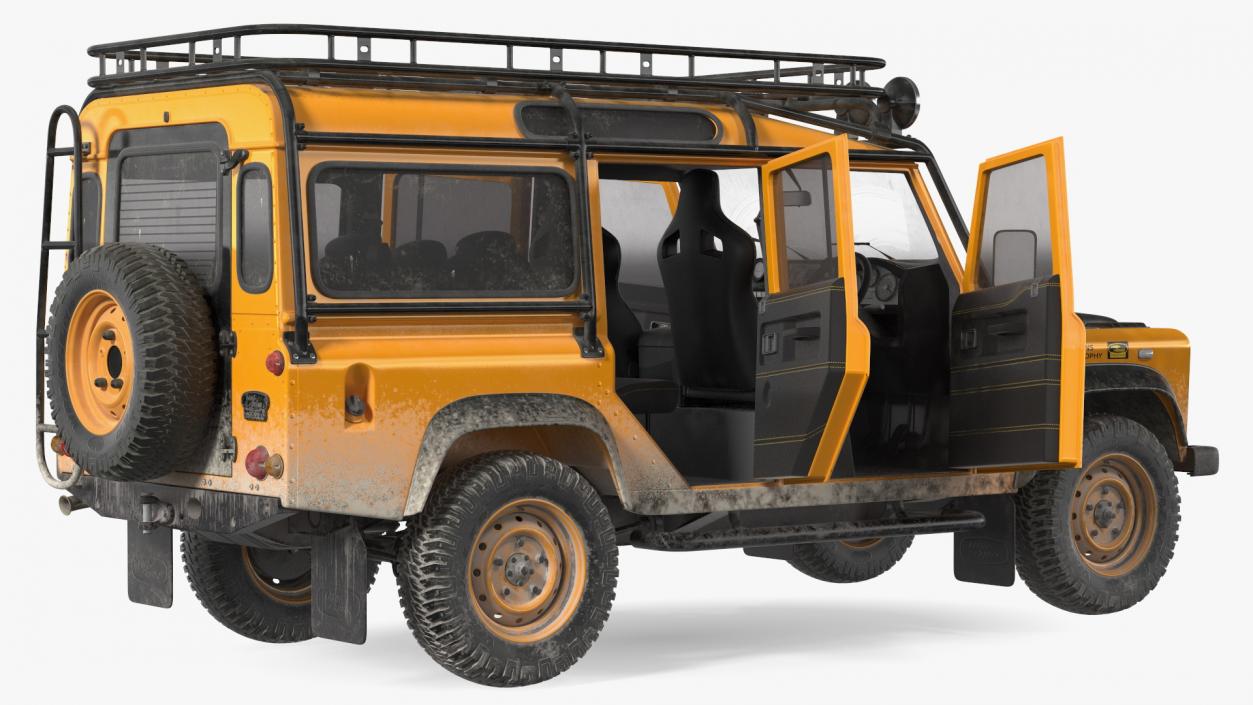 3D Land Rover Defender Works V8 Trophy Dirty Rigged model