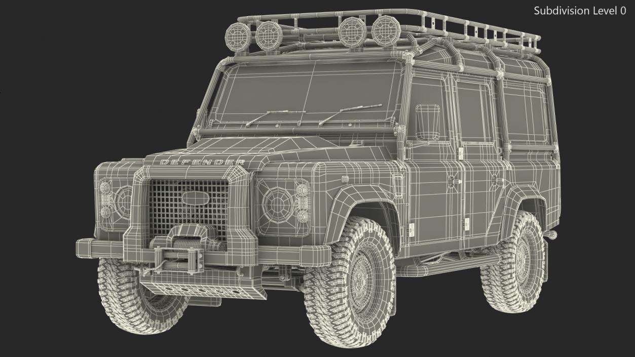 3D Land Rover Defender Works V8 Trophy Dirty Rigged model