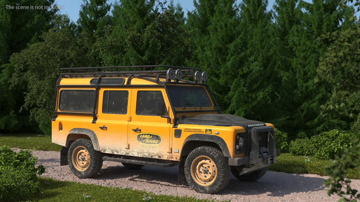 3D Land Rover Defender Works V8 Trophy Dirty Rigged model