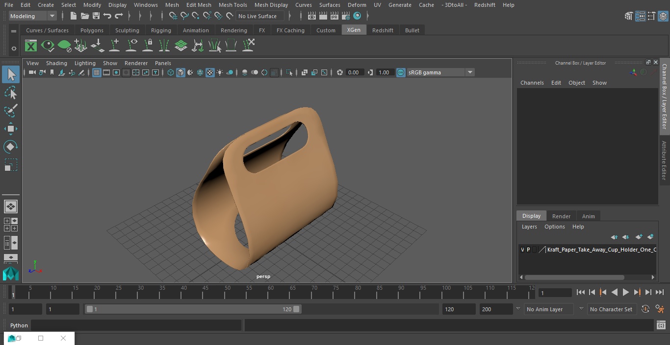 3D model Kraft Paper Take Away Cup Holder One Cup