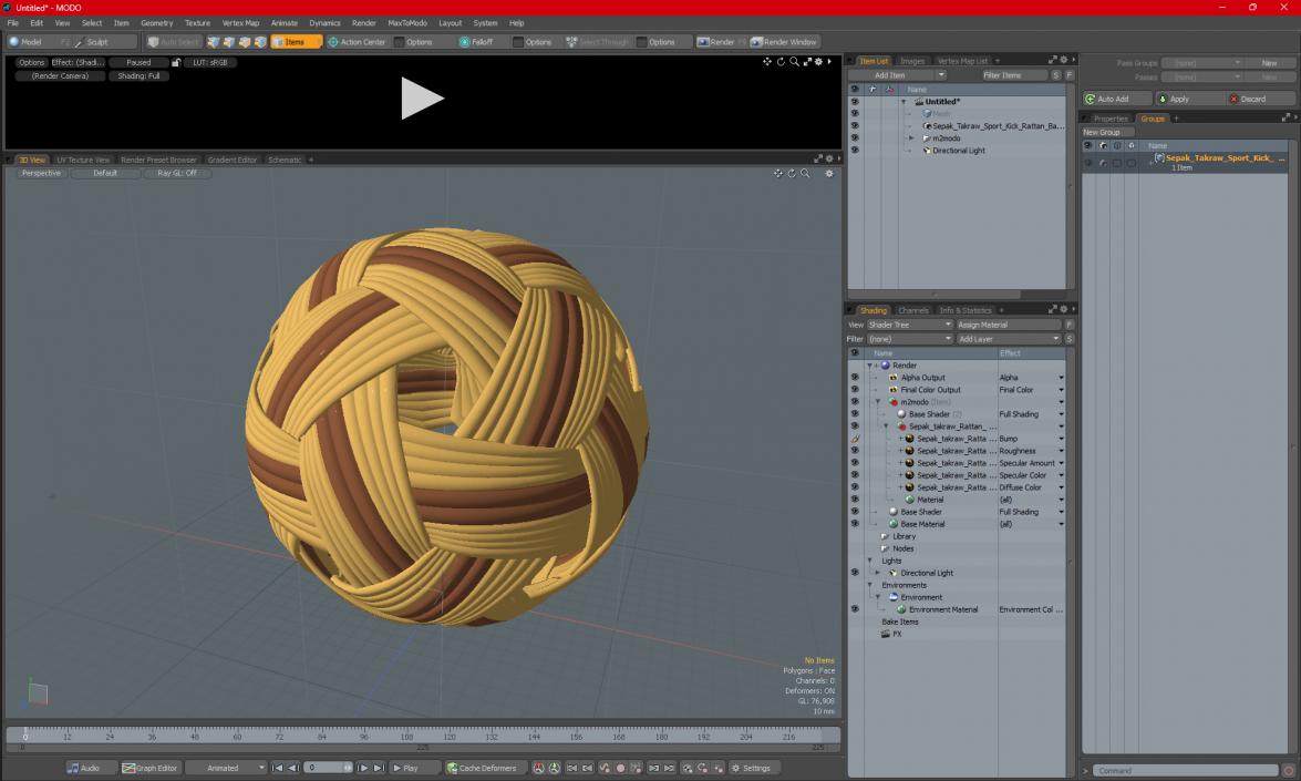 3D model Sepak Takraw Sport Kick Rattan Ball