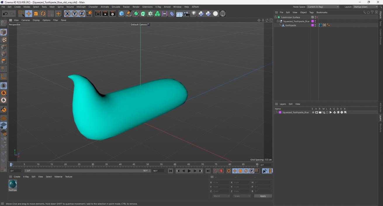 Squeezed Toothpaste Blue 3D model