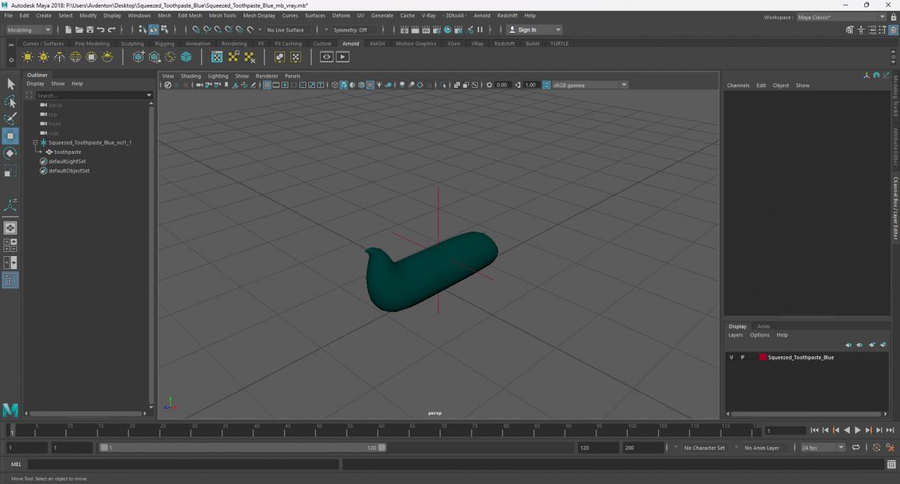 Squeezed Toothpaste Blue 3D model