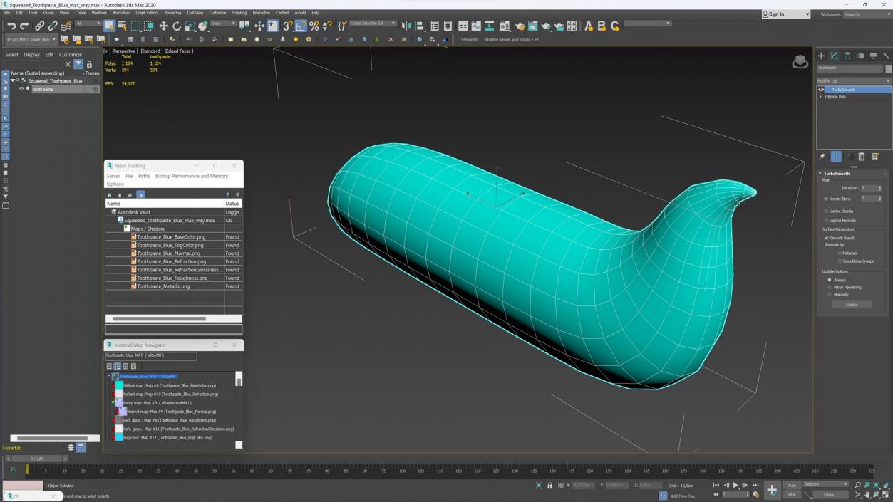 Squeezed Toothpaste Blue 3D model