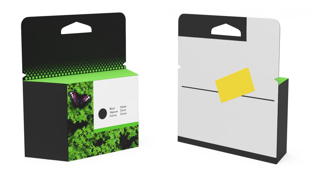 Black Printer Cartridge Box 3D