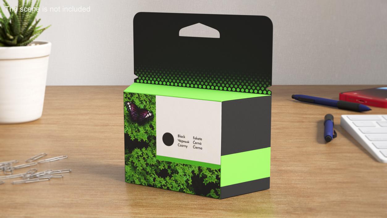 Black Printer Cartridge Box 3D