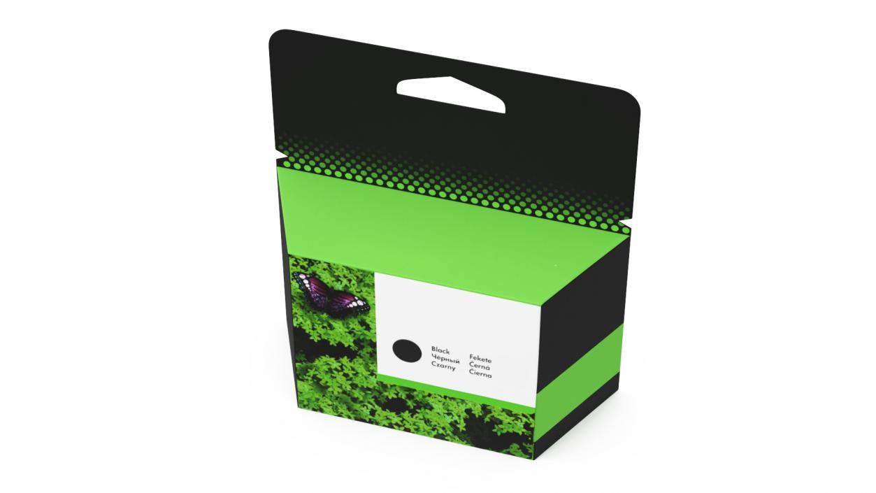 Black Printer Cartridge Box 3D