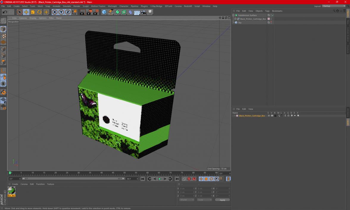 Black Printer Cartridge Box 3D