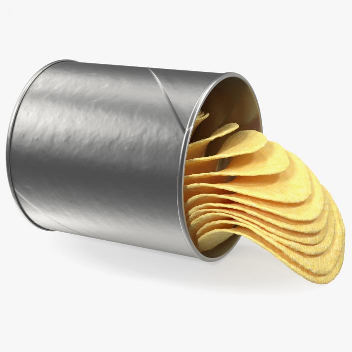 3D Open Small Potato Chips Foil Tube model