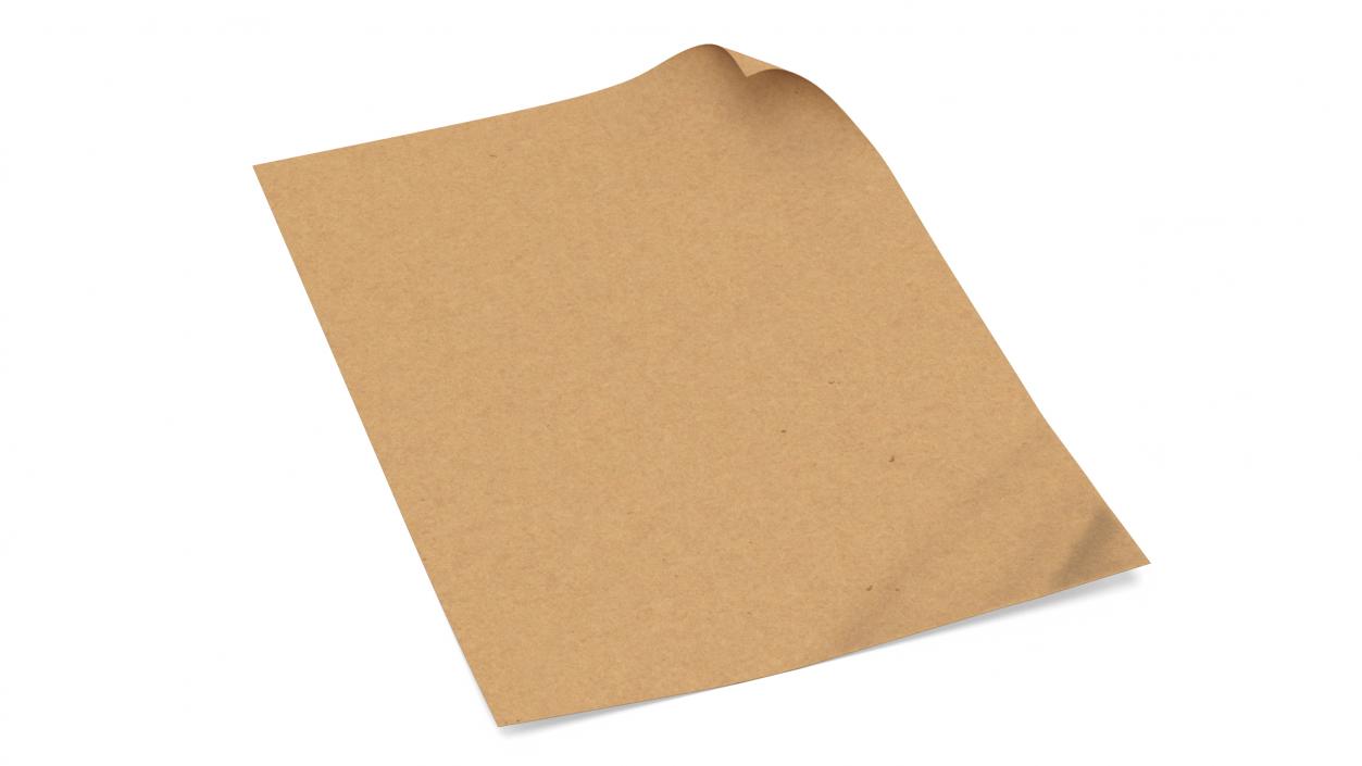 3D Brown Paper with Curled Corners