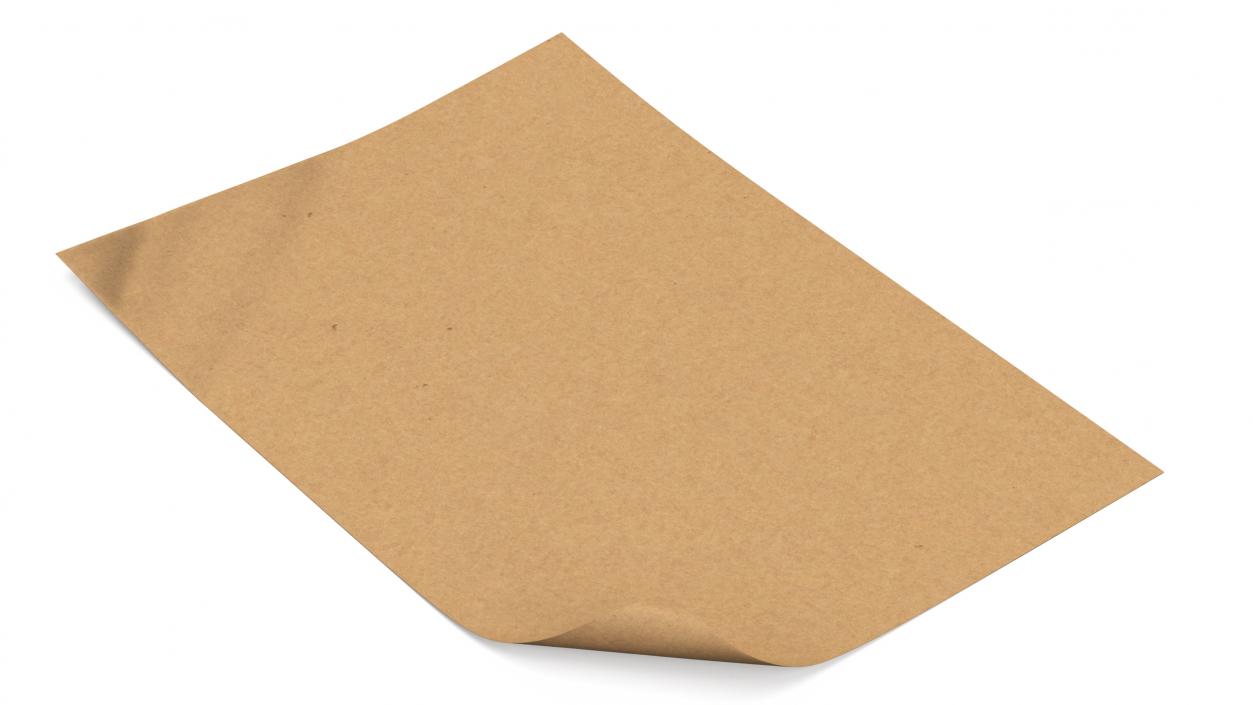 3D Brown Paper with Curled Corners