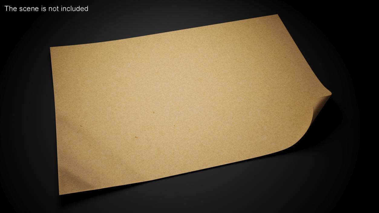 3D Brown Paper with Curled Corners