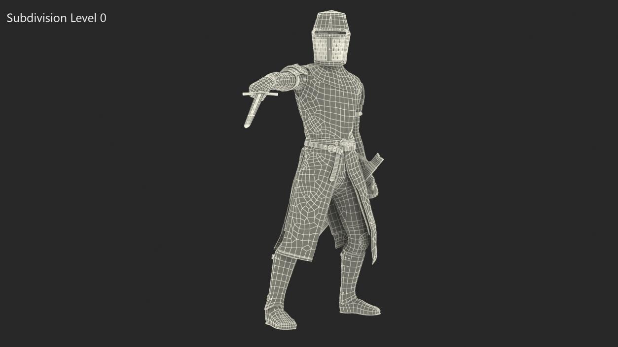 Crusader Knight Templar with Sword 3D model