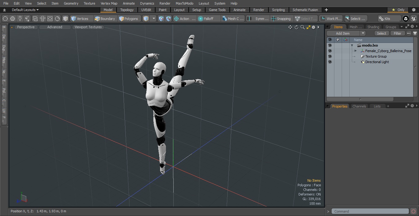 3D Female Cyborg Ballerina Pose model