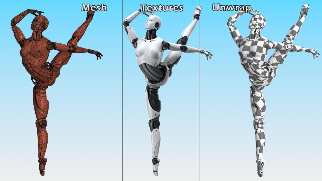 3D Female Cyborg Ballerina Pose model