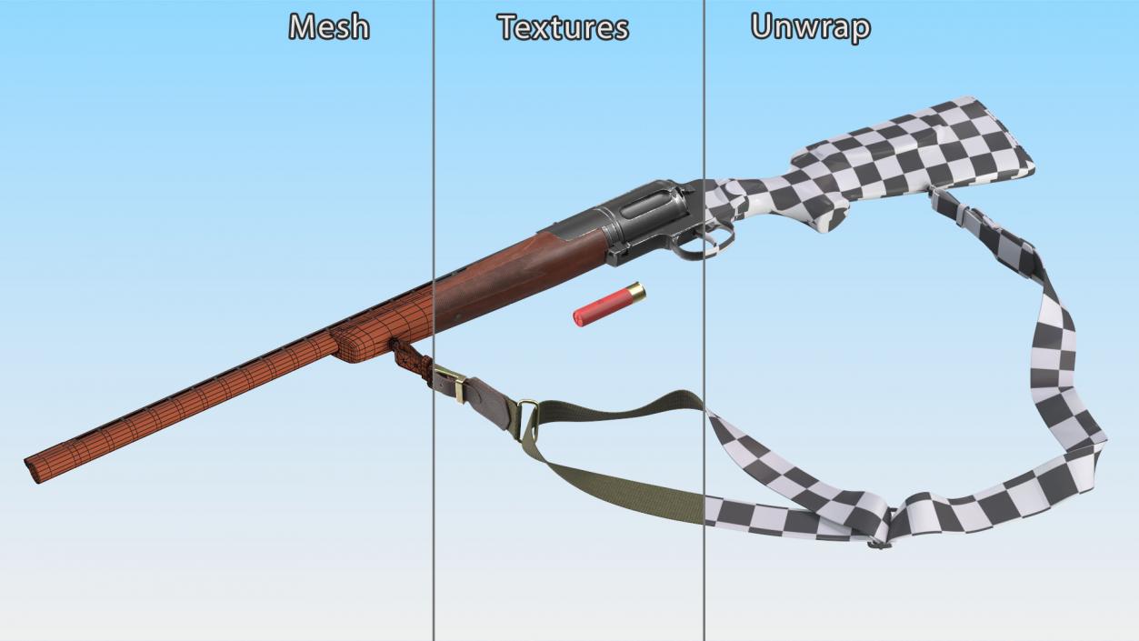 3D MTs-255 Revolving Hunting Rifle Wood Old Rigged for Maya