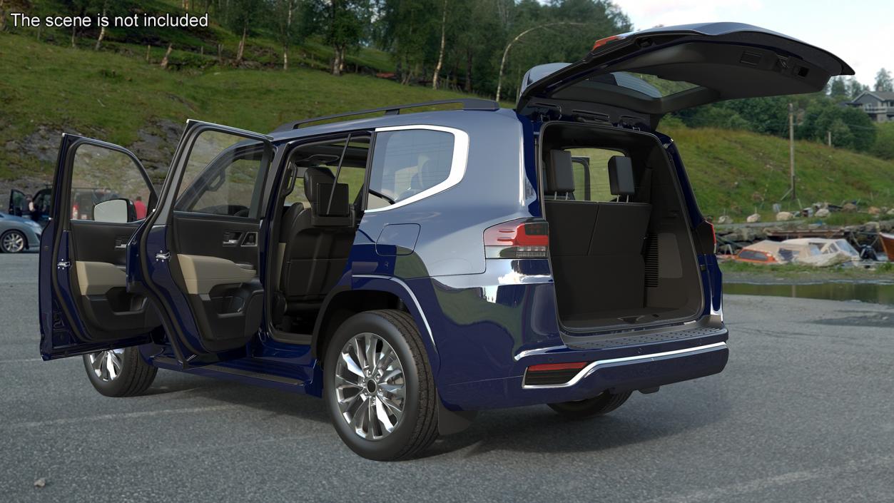 3D Dark Blue SUV model