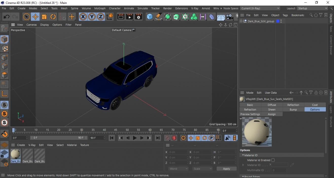 3D Dark Blue SUV model