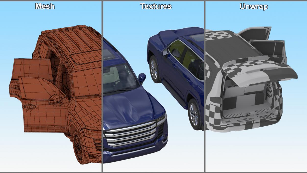 3D Dark Blue SUV model