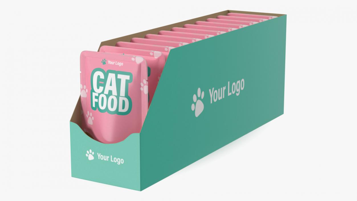 Wet Cat Food Pouch Box Mockup 3D model