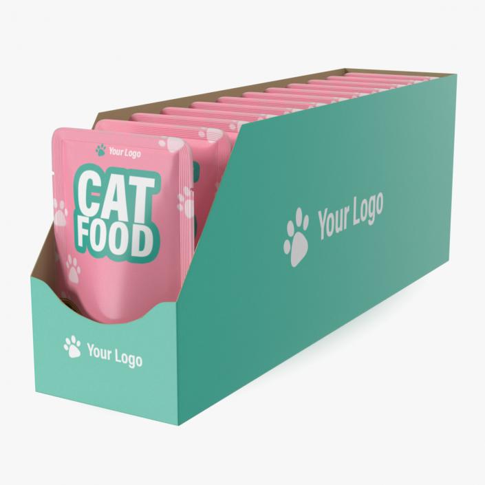 Wet Cat Food Pouch Box Mockup 3D model